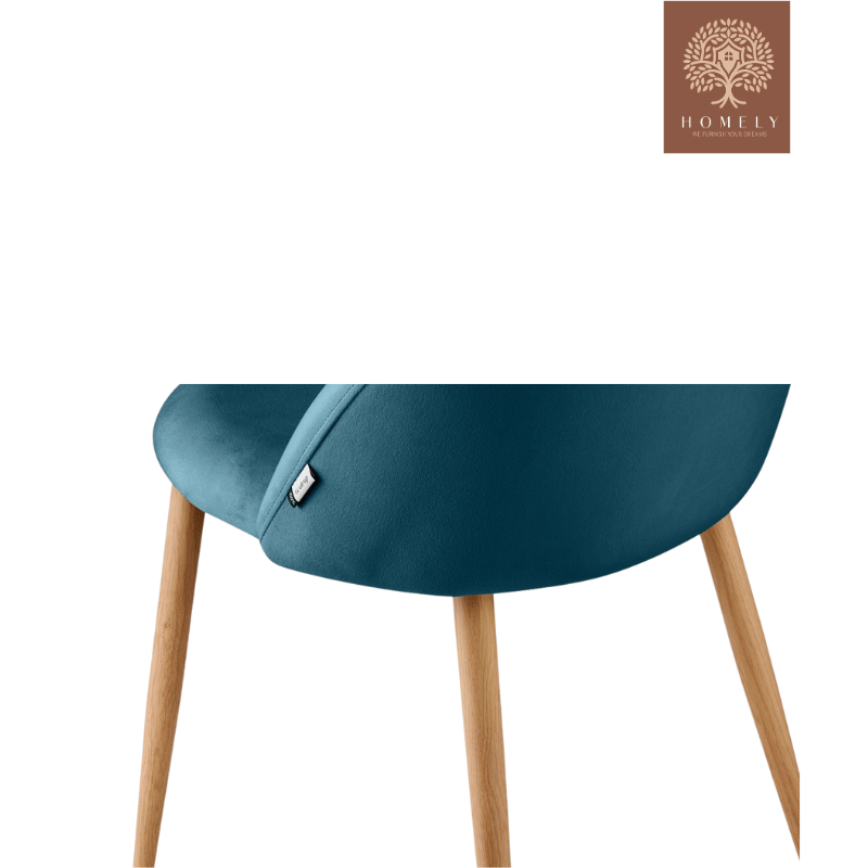 OSCAR CHAISE MODERNE CAPITONNÉE EN VELOURS ANTI-TACHE PIEDS EN BOIS ROUGE