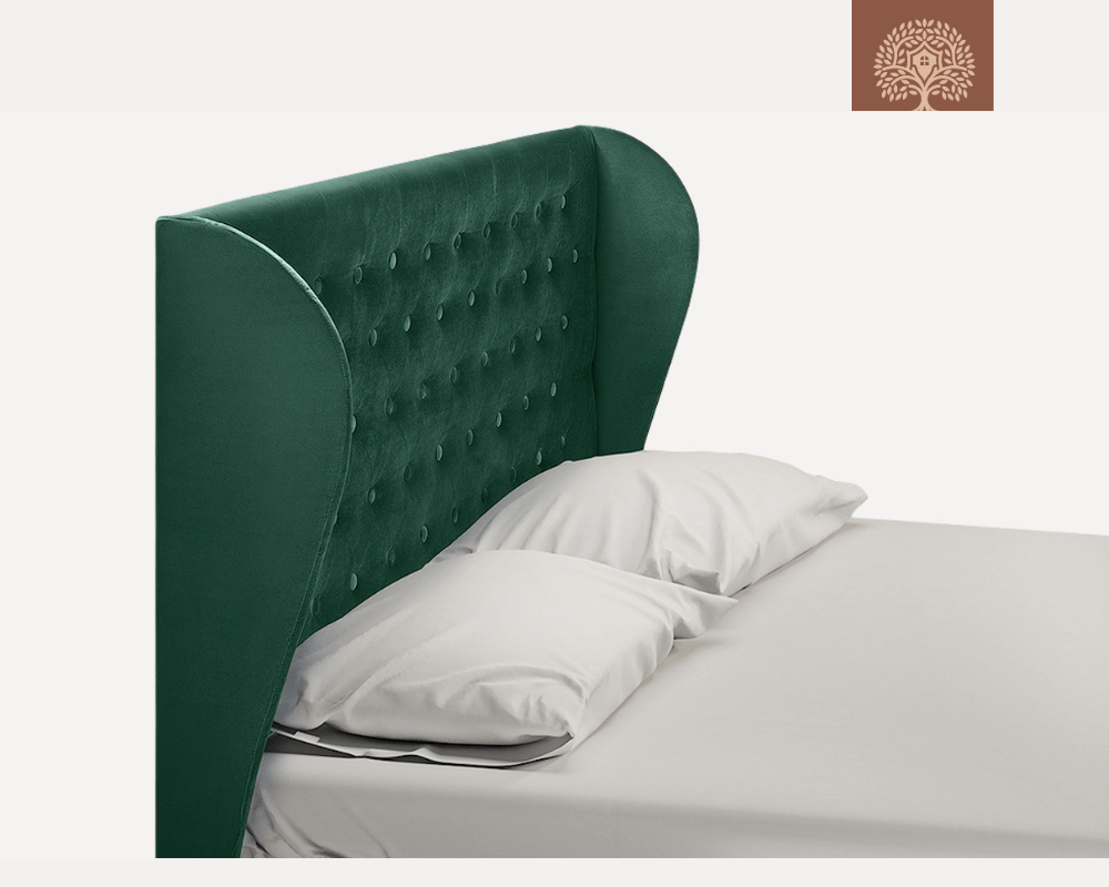 VIENNOIS | LIT DOUBLE EN TISSU ANTI-TACHES CAPITONNÉ AVEC SOMMIER COFFRE