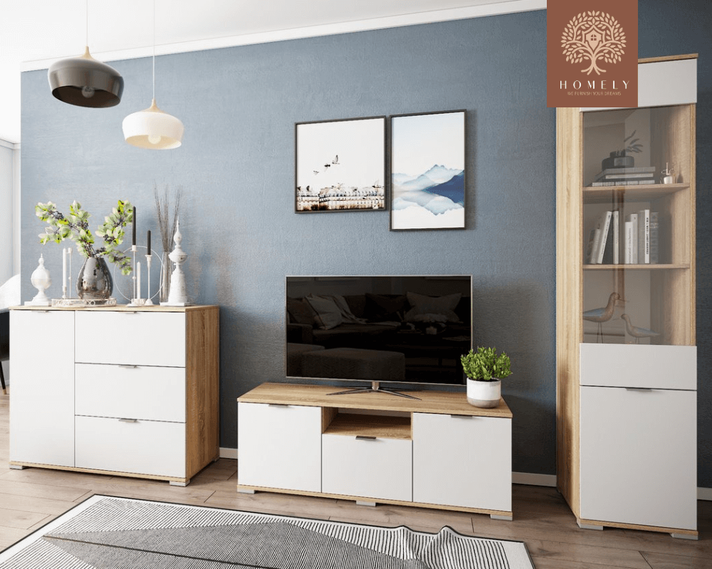 STELLA -ENSEMBLE DE MEUBLE TV, ET UNE VITRINE