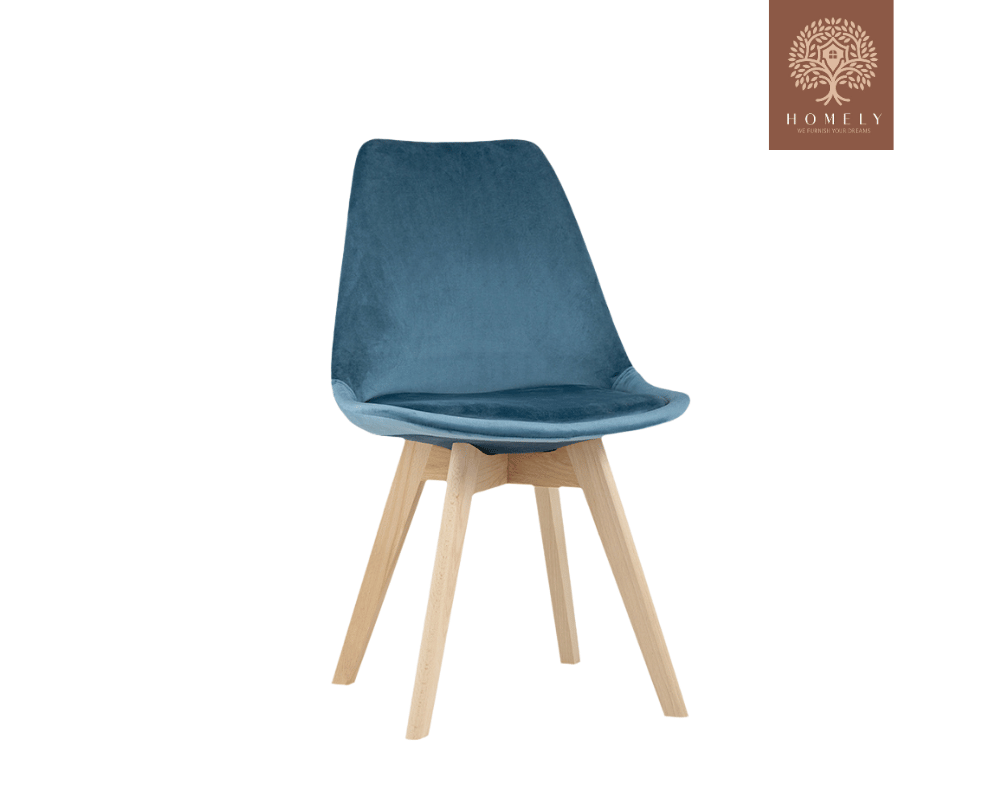 CLARA  CHAISE MODERNE CAPITONNÉE EN VELOURS ANTI-TACHE PIEDS EN BOIS ROUGE