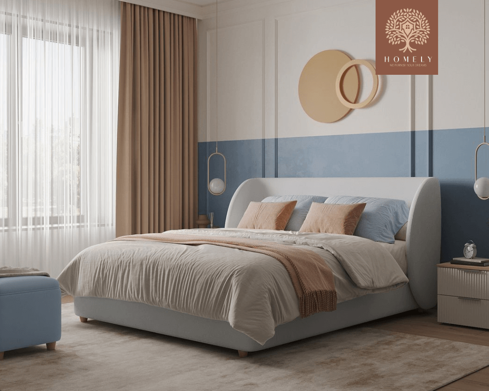 YUNA | LIT DOUBLE EN TISSU ANTI-TACHES CAPITONNÉ AVEC SOMMIER COFFRE