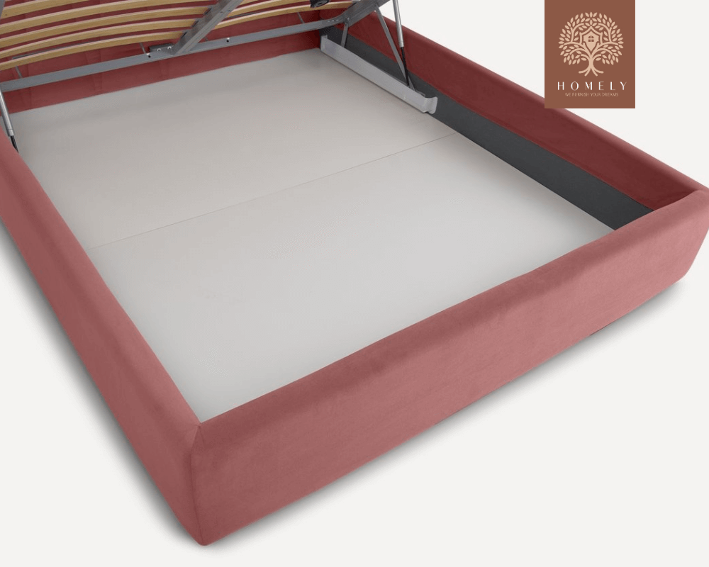 LEWIS | LIT DOUBLE EN TISSU ANTI-TACHES CAPITONNÉ AVEC SOMMIER COFFRE