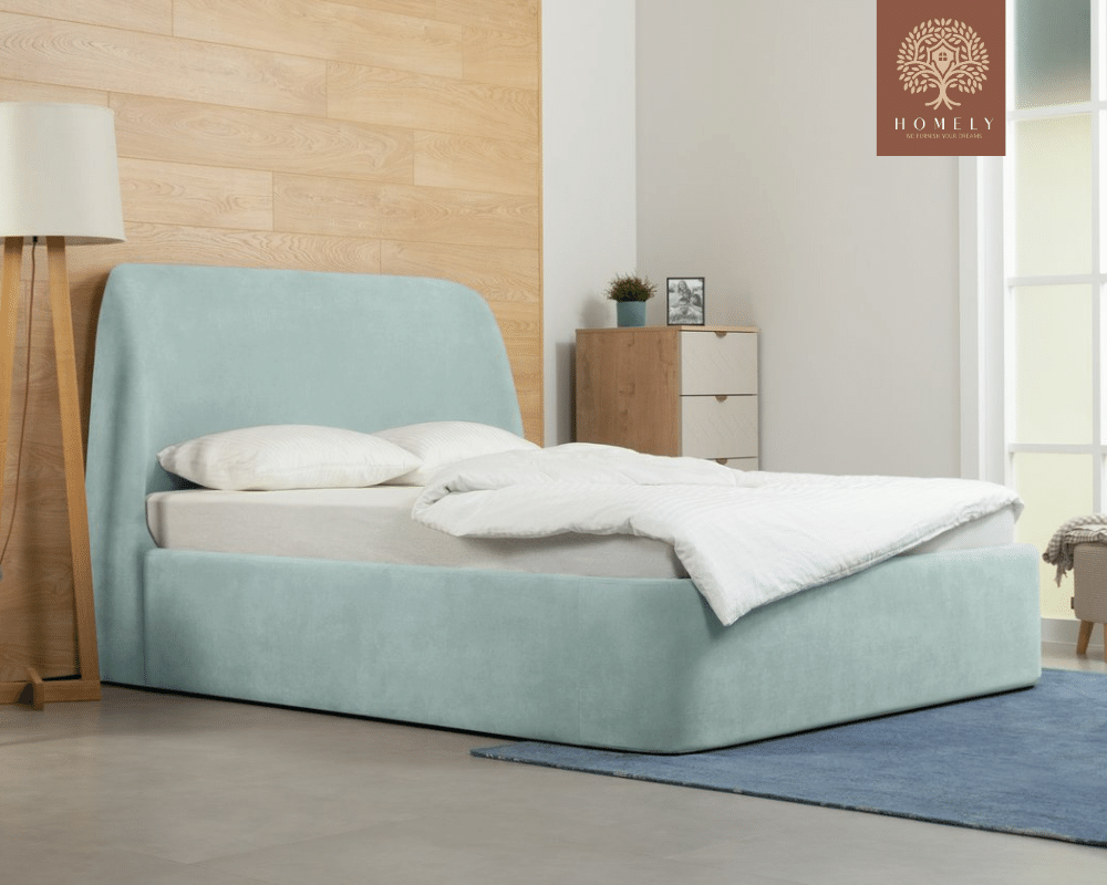 DALTI | LIT DOUBLE EN TISSU ANTI-TACHES CAPITONNÉ