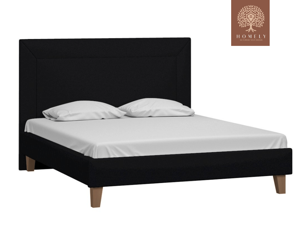 WILLEM | LIT DOUBLE EN TISSU ANTI-TACHES CAPITONNÉ AVEC SOMMIER COFFRE