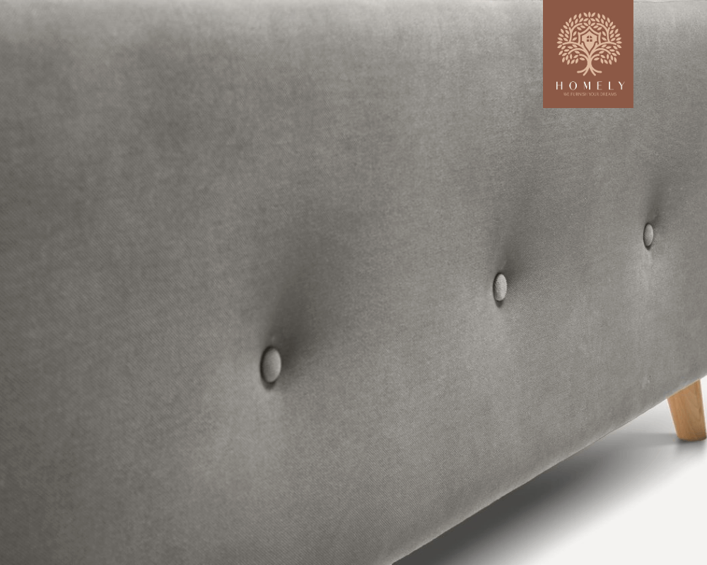 PLIDI | LIT DOUBLE EN TISSU ANTI-TACHES CAPITONNÉ AVEC SOMMIER COFFRE