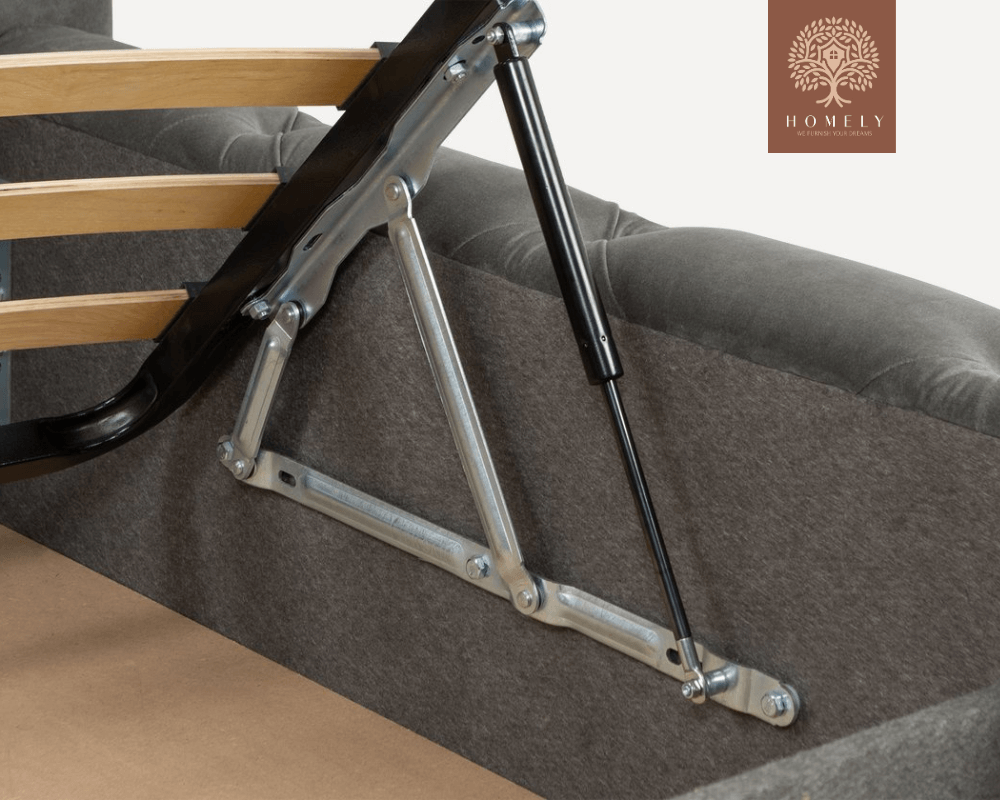 FIORI | LIT DOUBLE EN TISSU ANTI-TACHES CAPITONNÉ AVEC SOMMIER COFFRE