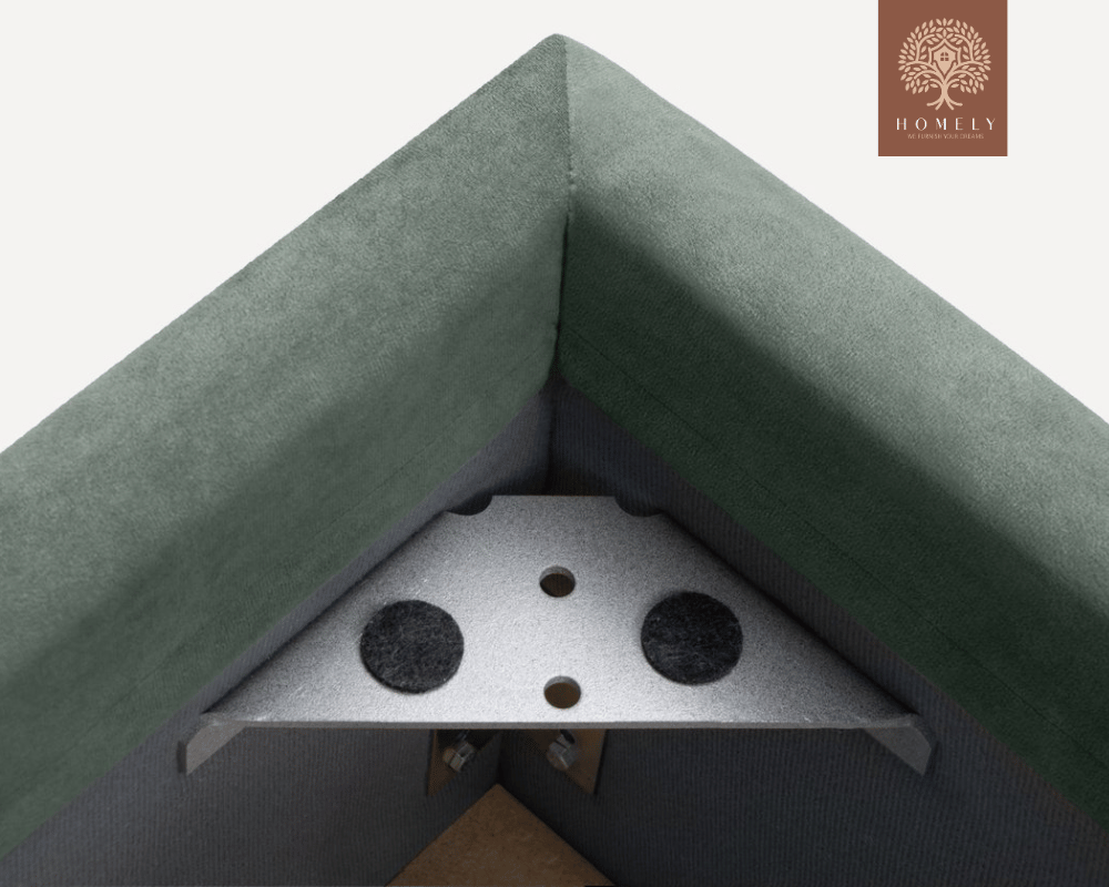 VILLOR | LIT DOUBLE EN TISSU ANTI-TACHES CAPITONNÉ