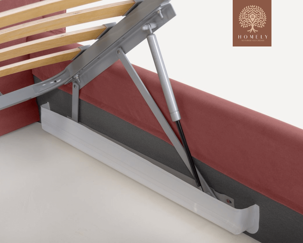 LEWIS | LIT DOUBLE EN TISSU ANTI-TACHES CAPITONNÉ AVEC SOMMIER COFFRE