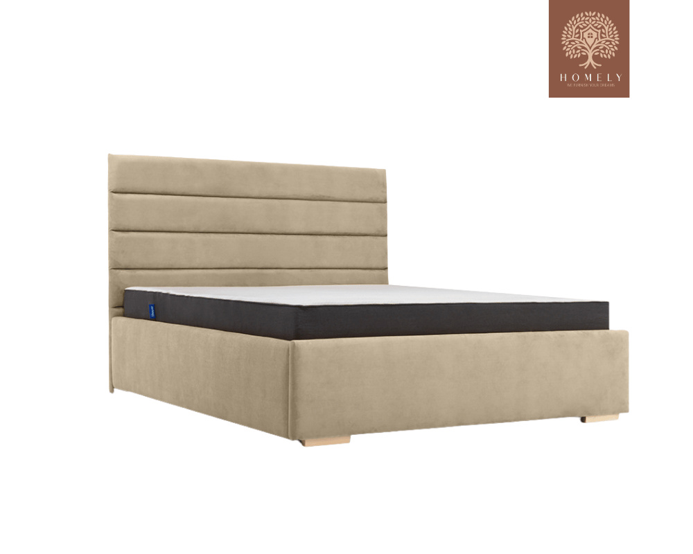 LOISON | LIT DOUBLE EN TISSU ANTI-TACHES CAPITONNÉ