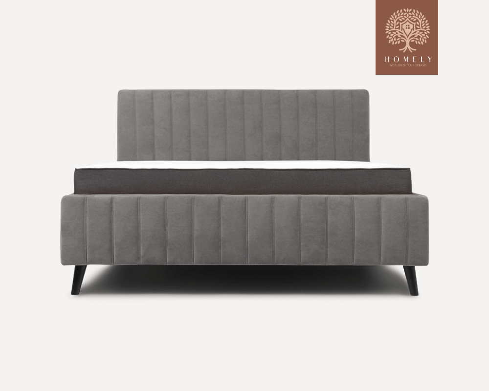 MARKFUL | LIT DOUBLE EN TISSU ANTI-TACHES CAPITONNÉ AVEC SOMMIER COFFRE