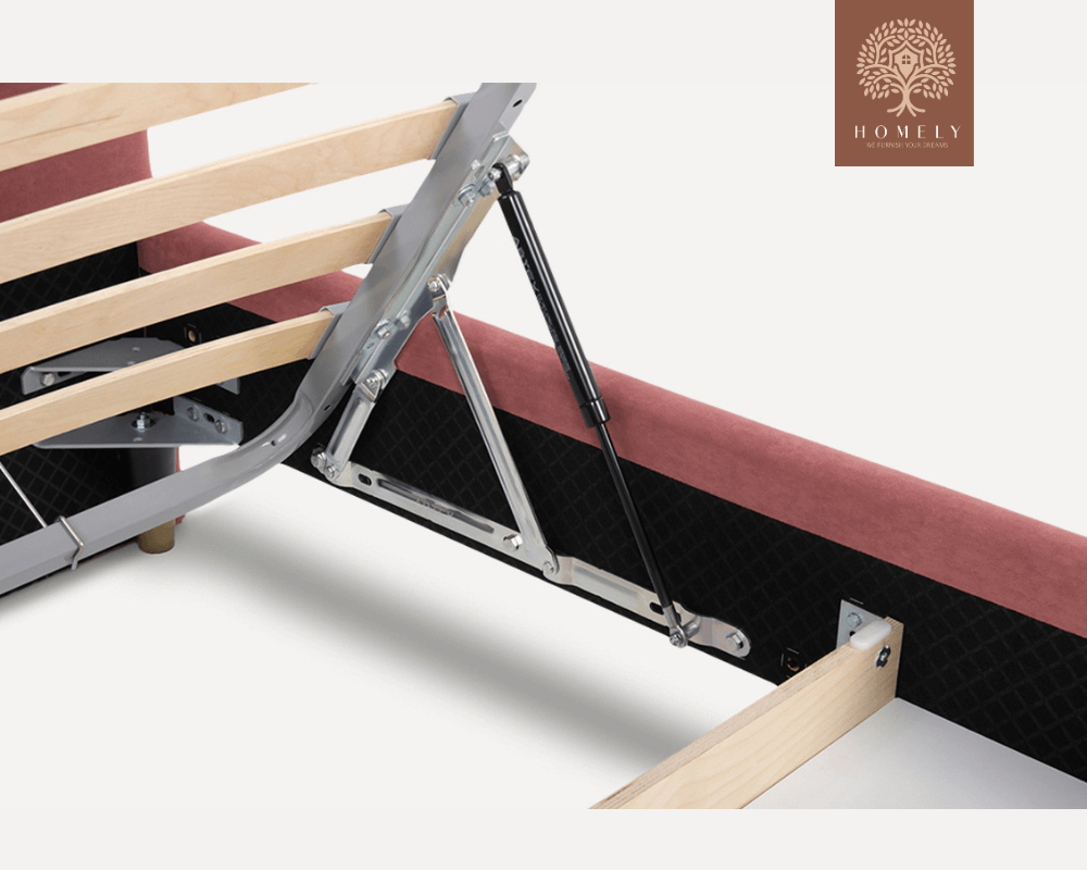 LIEL | LIT DOUBLE EN TISSU ANTI-TACHES CAPITONNÉ AVEC SOMMIER COFFRE