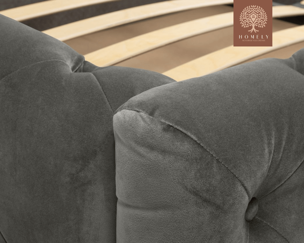 FIORI | LIT DOUBLE EN TISSU ANTI-TACHES CAPITONNÉ AVEC SOMMIER COFFRE