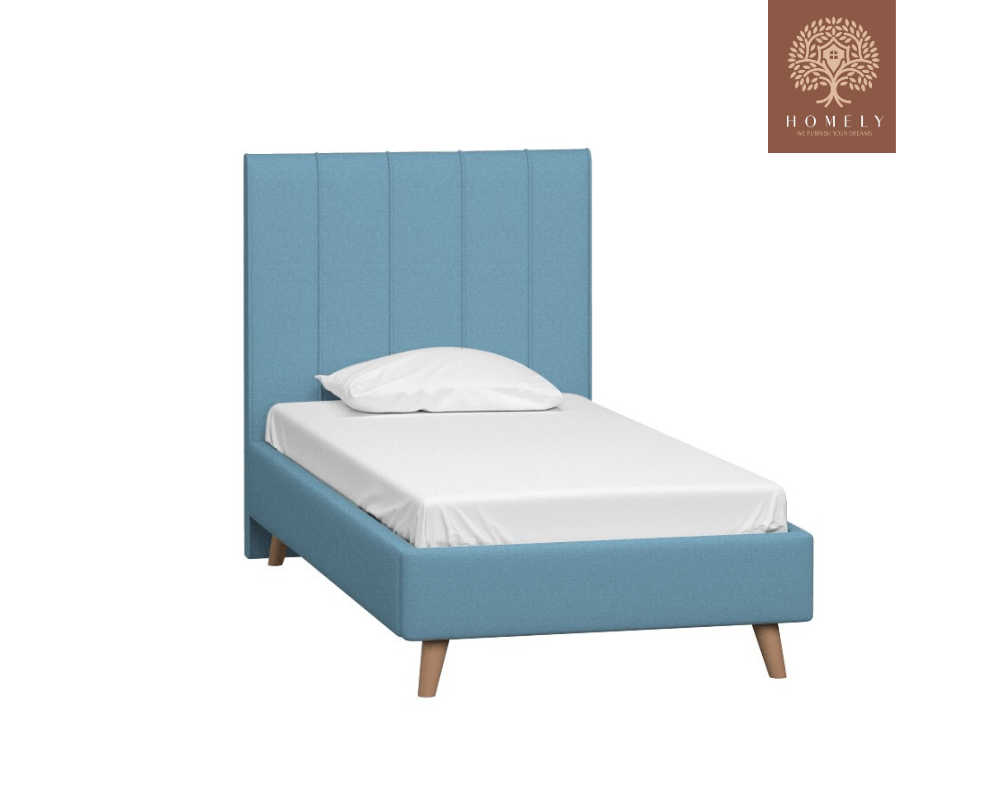 SHARON | LIT EN TISSU ANTI-TACHES CAPITONNÉ AVEC SOMMIER COFFRE