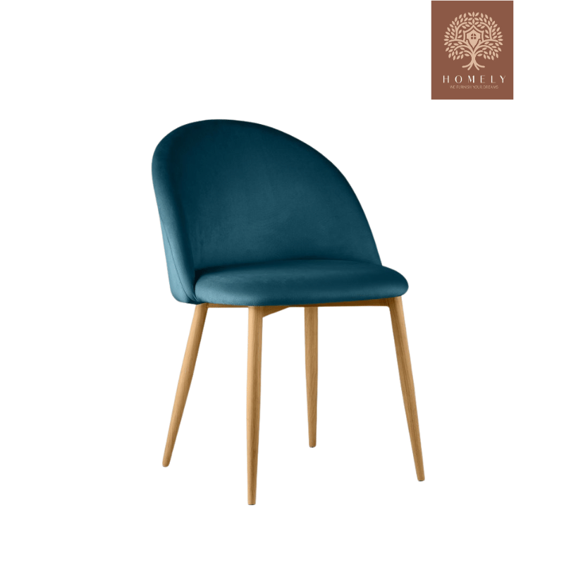 OSCAR CHAISE MODERNE CAPITONNÉE EN VELOURS ANTI-TACHE PIEDS EN BOIS ROUGE