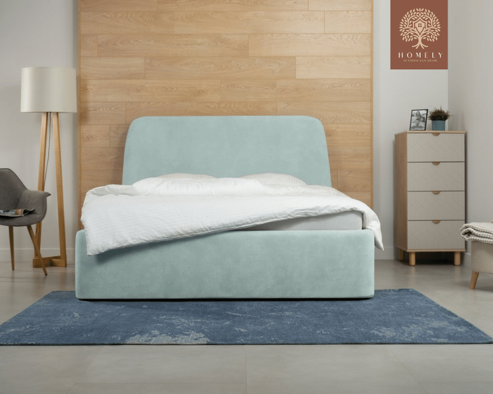 DALTI | LIT DOUBLE EN TISSU ANTI-TACHES CAPITONNÉ