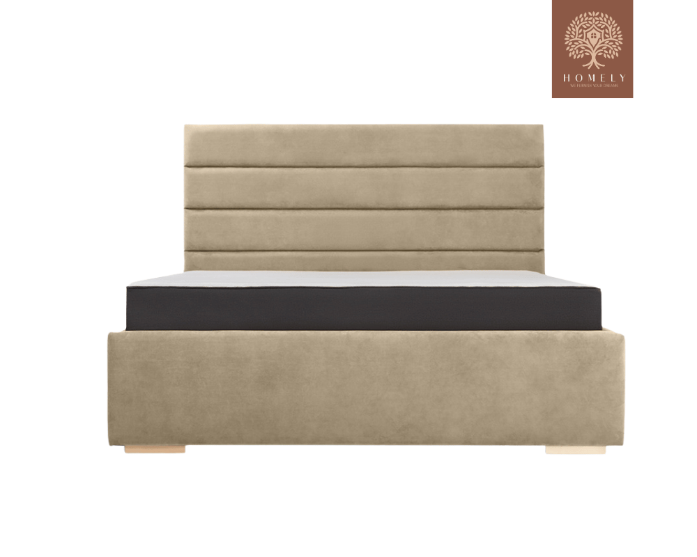 LOISON | LIT DOUBLE EN TISSU ANTI-TACHES CAPITONNÉ