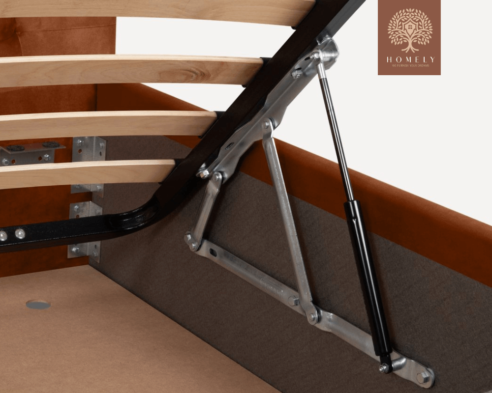 RAVERTY | LIT DOUBLE EN TISSU ANTI-TACHES CAPITONNÉ AVEC SOMMIER COFFRE