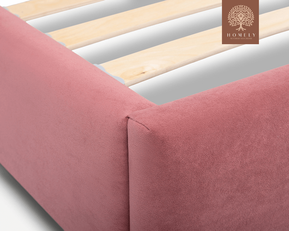 LIEL | LIT DOUBLE EN TISSU ANTI-TACHES CAPITONNÉ AVEC SOMMIER COFFRE