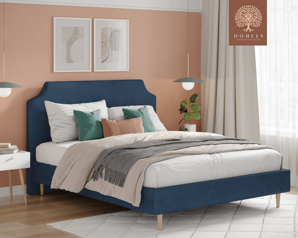 ADONA | LIT DOUBLE EN TISSU ANTI-TACHES CAPITONNÉ AVEC SOMMIER COFFRE