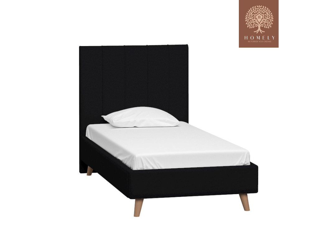 SHARON | LIT EN TISSU ANTI-TACHES CAPITONNÉ AVEC SOMMIER COFFRE