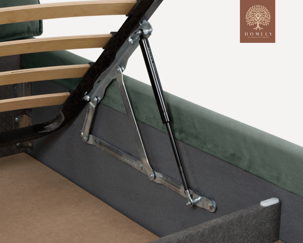 VILLOR | LIT DOUBLE EN TISSU ANTI-TACHES CAPITONNÉ