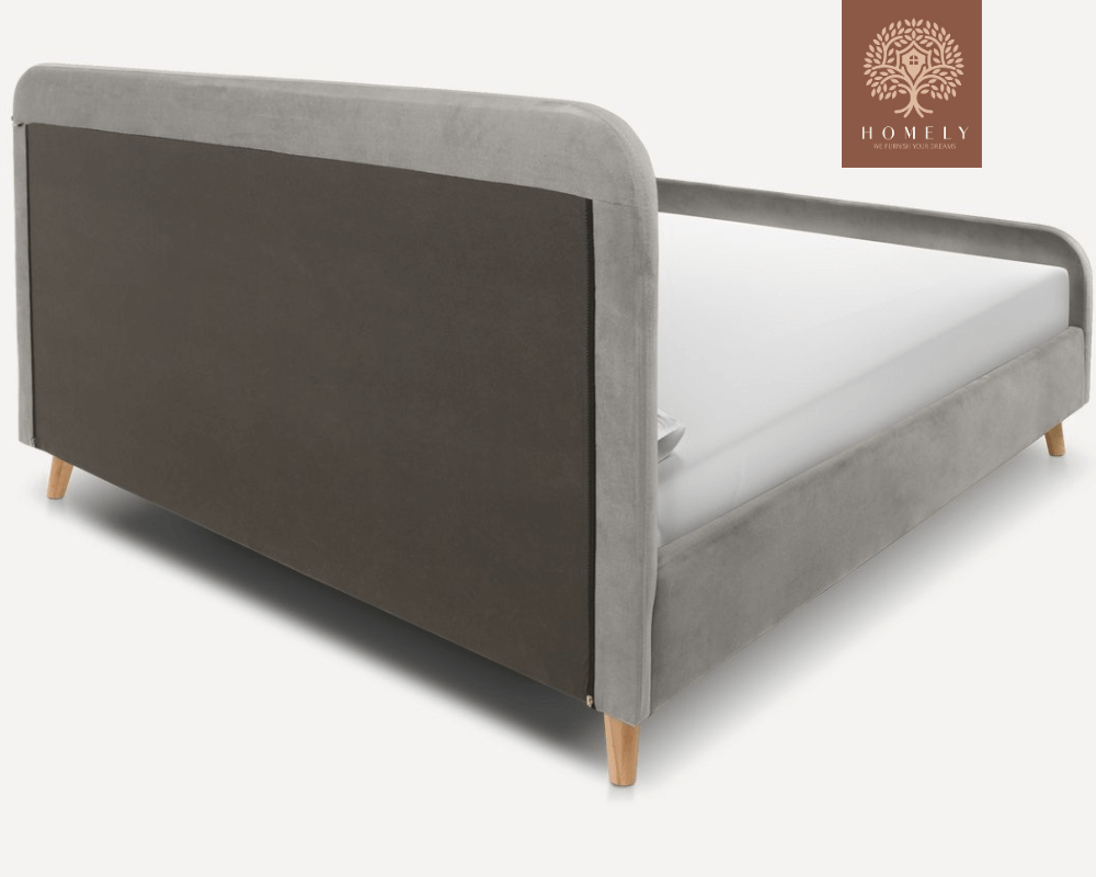 PLIDI | LIT DOUBLE EN TISSU ANTI-TACHES CAPITONNÉ AVEC SOMMIER COFFRE