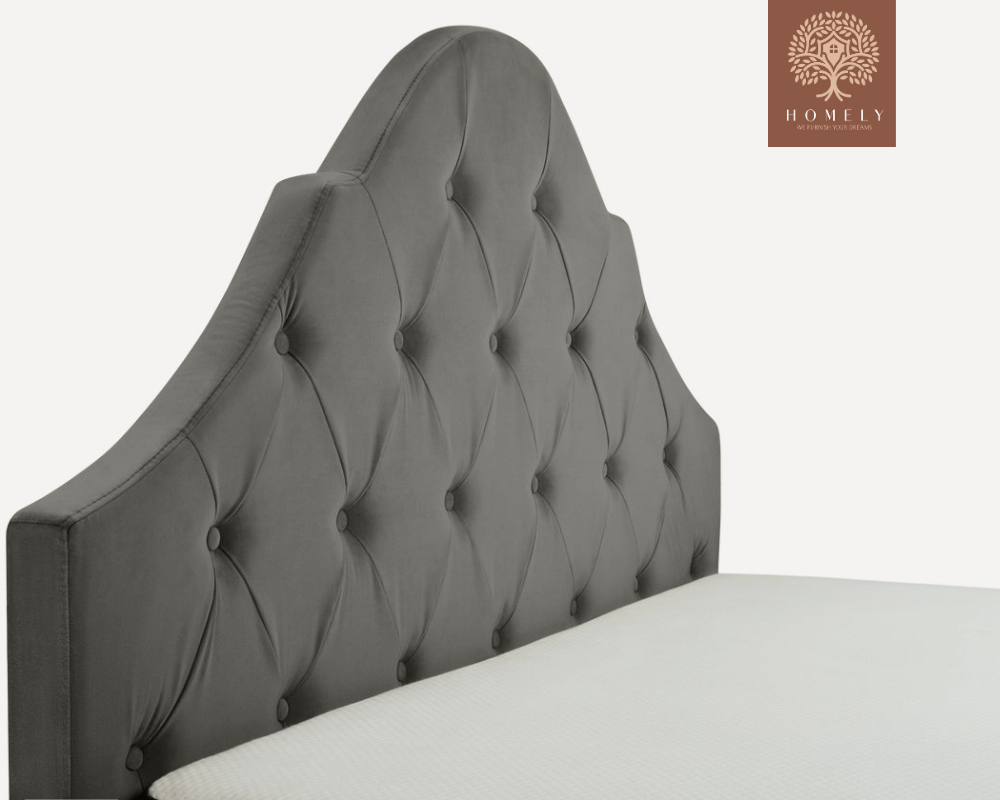 FLORENTIN | LIT DOUBLE EN TISSU ANTI-TACHES CAPITONNÉ AVEC SOMMIER COFFRE