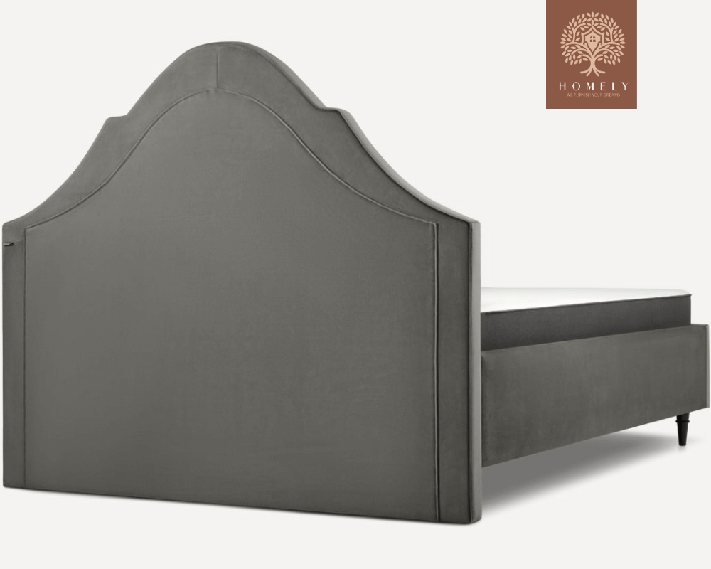 FLORENTIN | LIT DOUBLE EN TISSU ANTI-TACHES CAPITONNÉ AVEC SOMMIER COFFRE