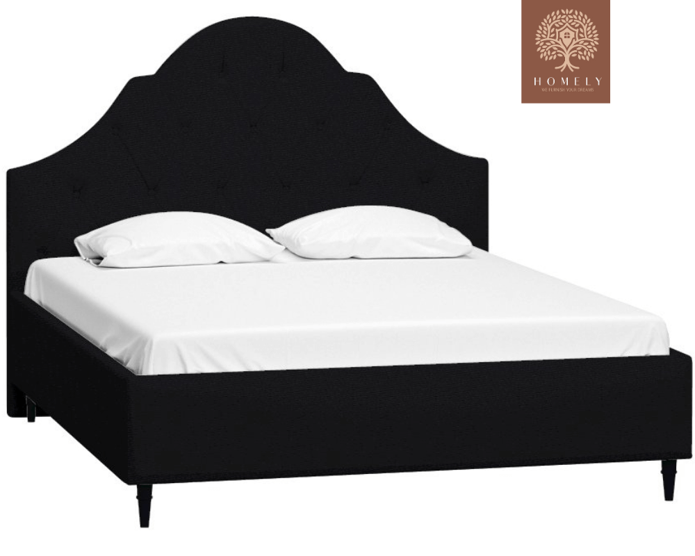 FLORENTIN | LIT DOUBLE EN TISSU ANTI-TACHES CAPITONNÉ AVEC SOMMIER COFFRE