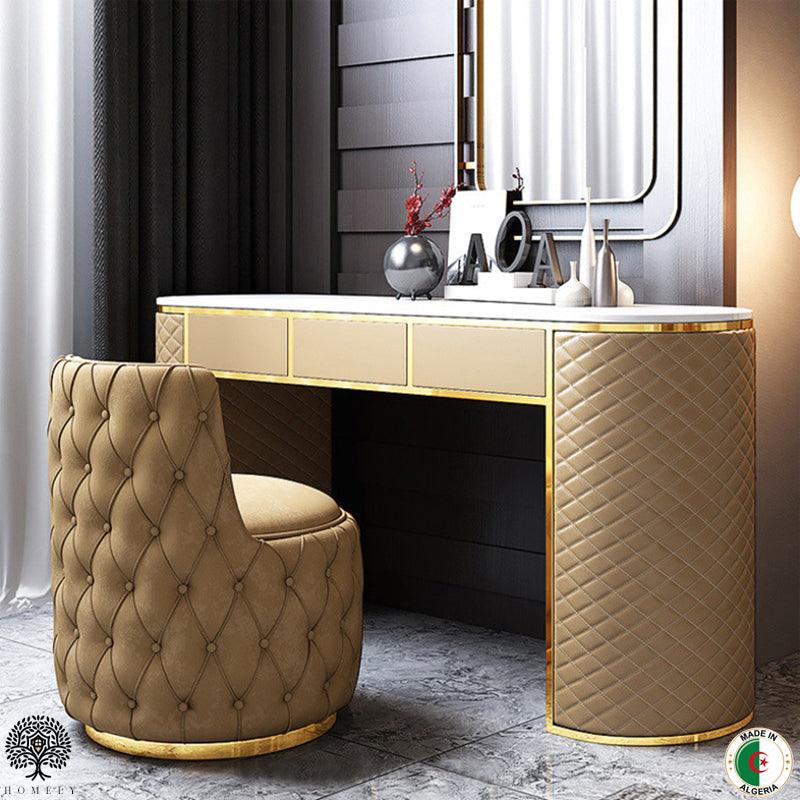 Meuble coiffeuse chic avec fauteuil capitoné assorti - Homely