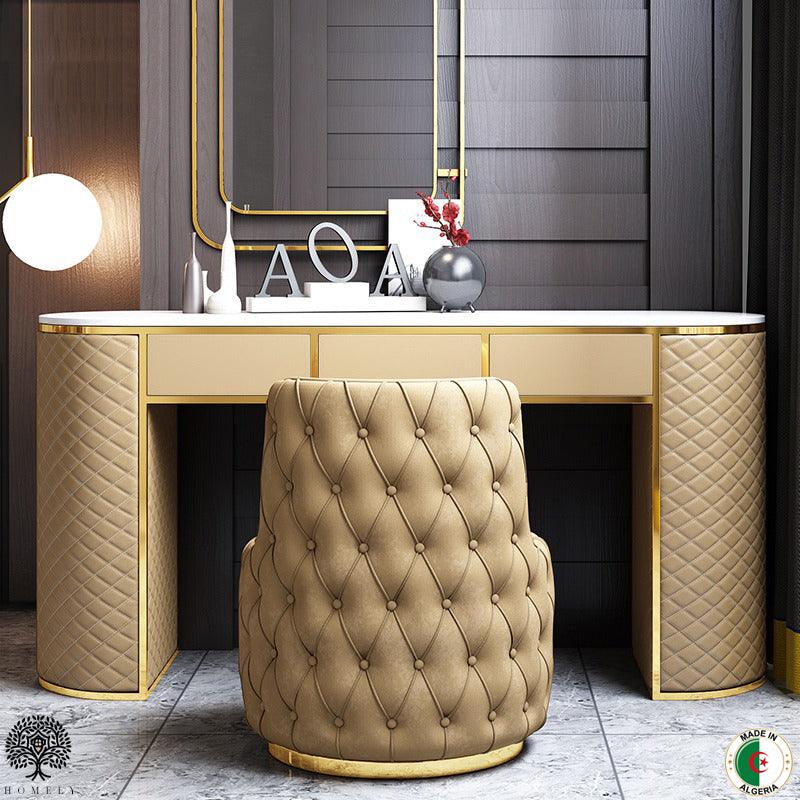 Meuble coiffeuse chic avec fauteuil capitoné assorti - Homely