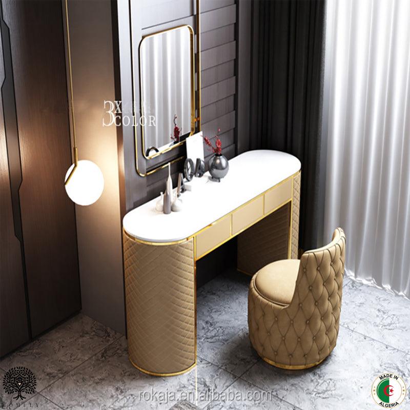 Meuble coiffeuse chic avec fauteuil capitoné assorti - Homely