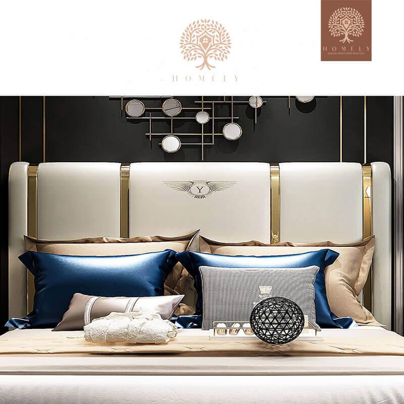 LIT BENTLEY-LIT MODERNE EN CUIR MICROFIBRE BEIGE- Homely