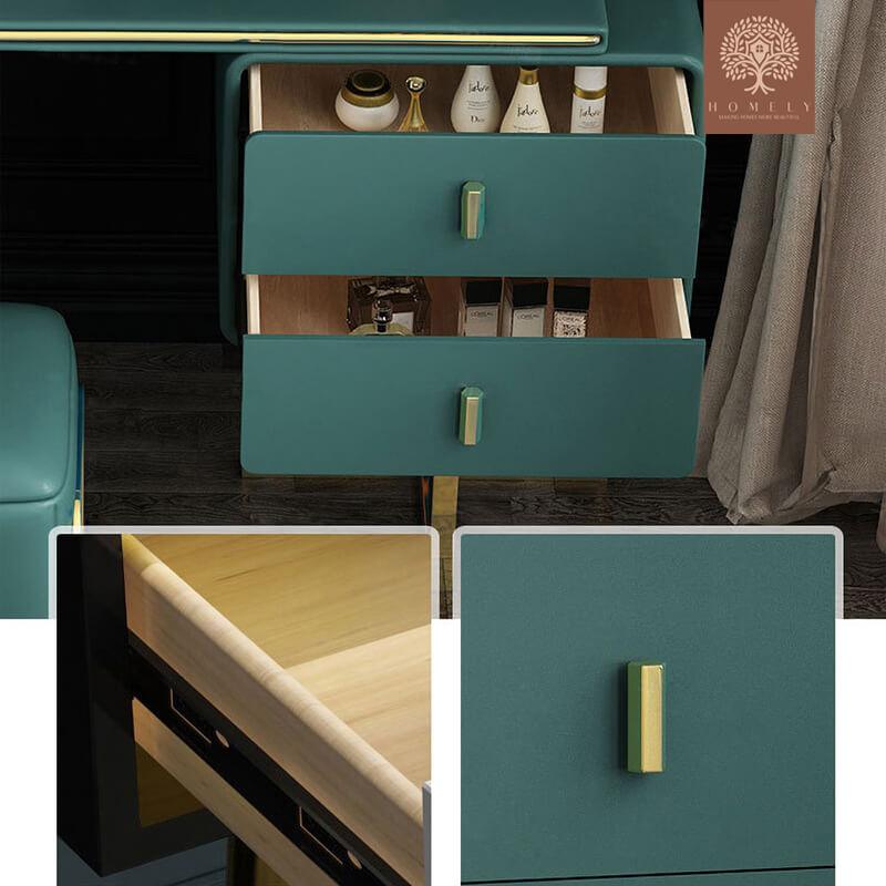 SCOT-COIFFEUSE VERT EXTENSIBLE AVEC MIROIR ET TABOURET- Homely