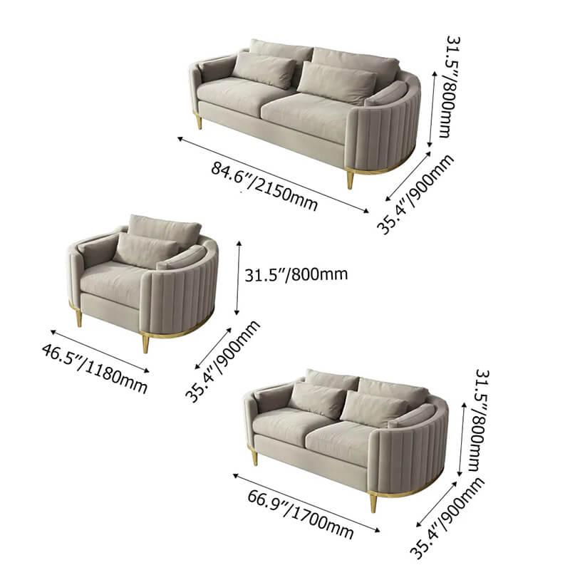 RAMERIZ ENSEMBLES DE SALON MODERNES CHAISE REMBOURRÉE EN VELOURS VERT, CAUSEUSE ET CANAPÉ 3 PIÈCES - Homely
