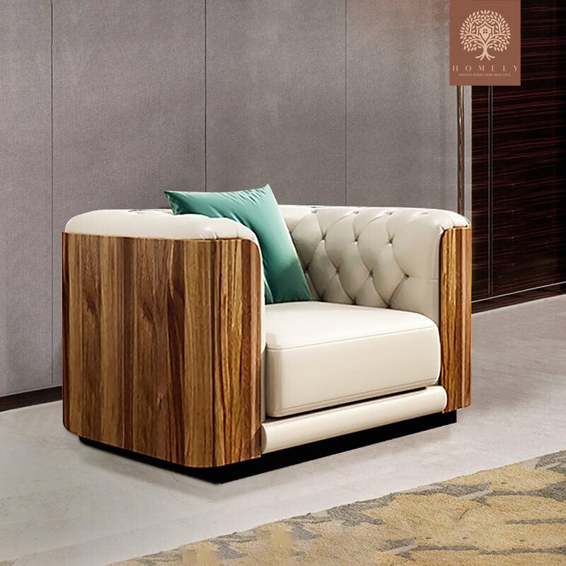 BENITEZ-ENSEMBLE DE 3 CANAPÉS TUFTÉS EN SIMILICUIR BEIGE MODERNE- Homely