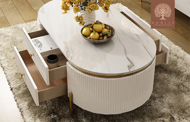 RIVA-ENSEMBLE DE MEUBLE TV CONSOLE MULTIMÉDIA LUXE ET TABLE BASSE AVEC 10 TIROIRS- Homely