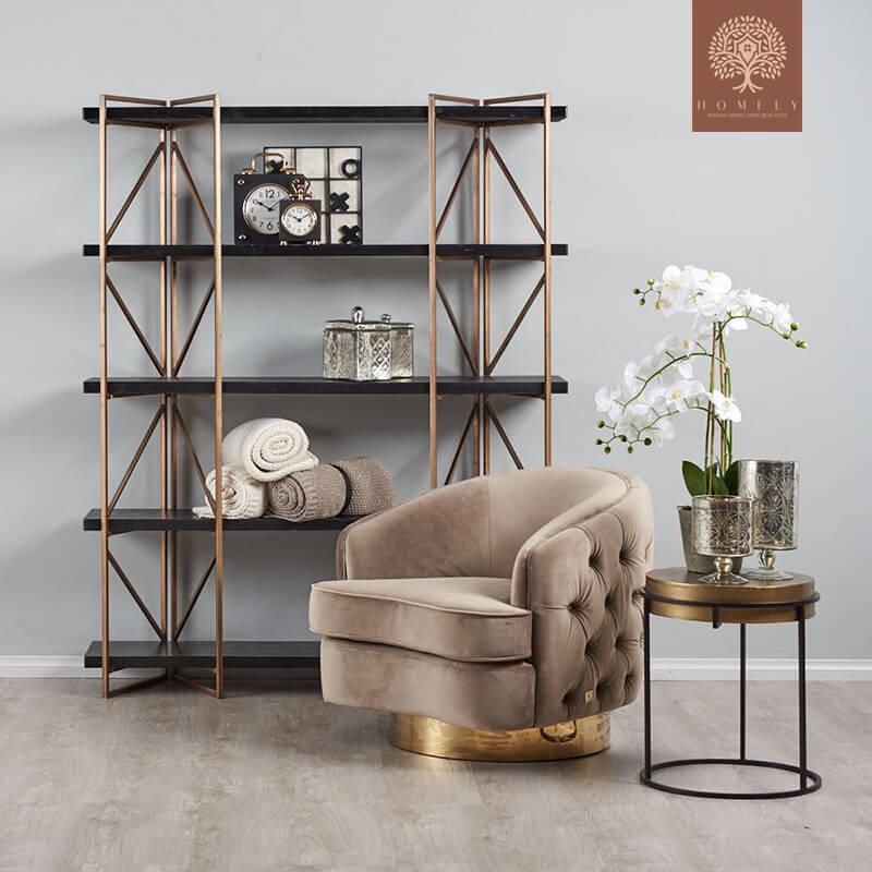 EVERVISTA-ENSEMBLE DE SALON 3 PIÈCES CHESTERFIELD EN VELOURS DE LUXE BEIGE- Homely