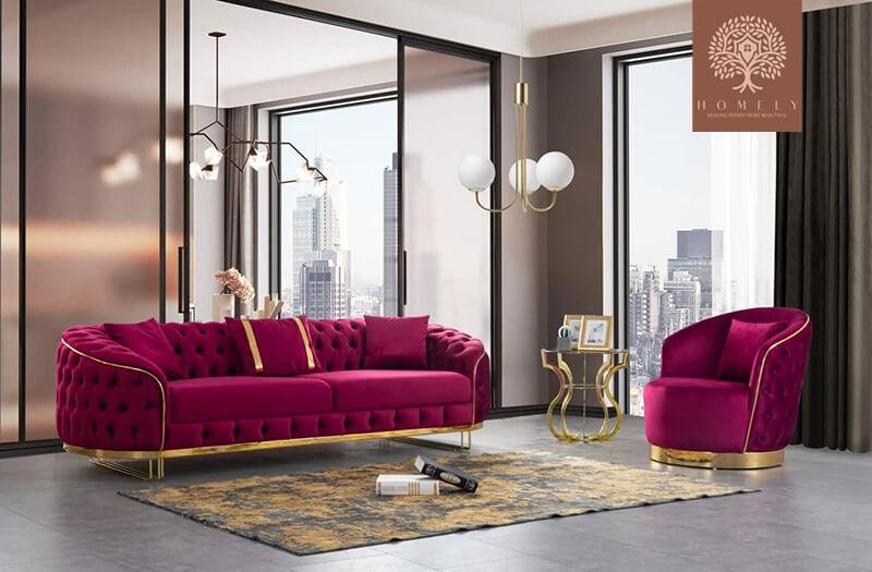 ACACIA-ENSEMBLE DE SALON LUXE 6 PLACES- Homely