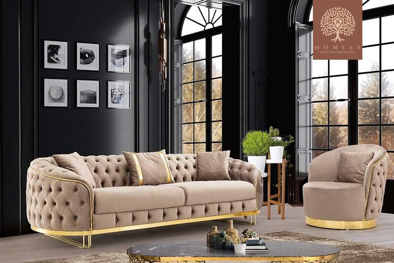 ACACIA-ENSEMBLE DE SALON LUXE 6 PLACES- Homely