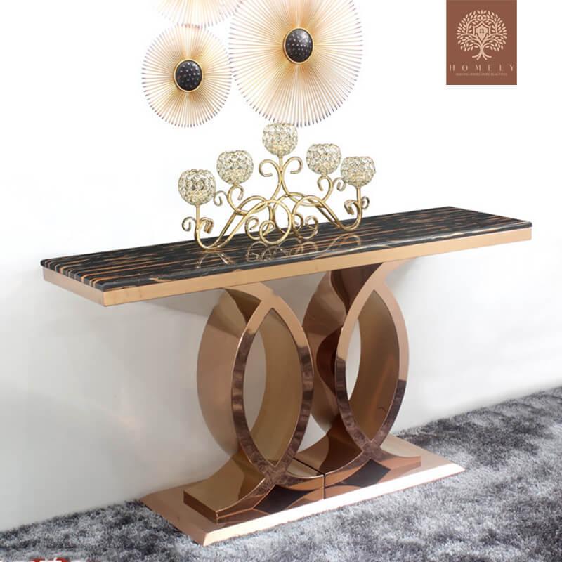 FLOVILLA -CONSOLE MODERNE AVEC CADRE EN ACIER INOXYDABLE- Homely