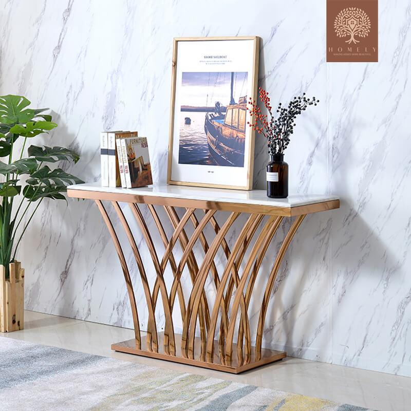 ADAL-CONSOLE MODERNE AVEC CADRE EN ACIER INOXYDABLE- Homely