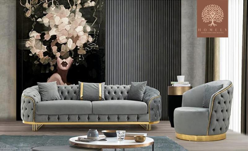 ACACIA-ENSEMBLE DE SALON LUXE 6 PLACES- Homely