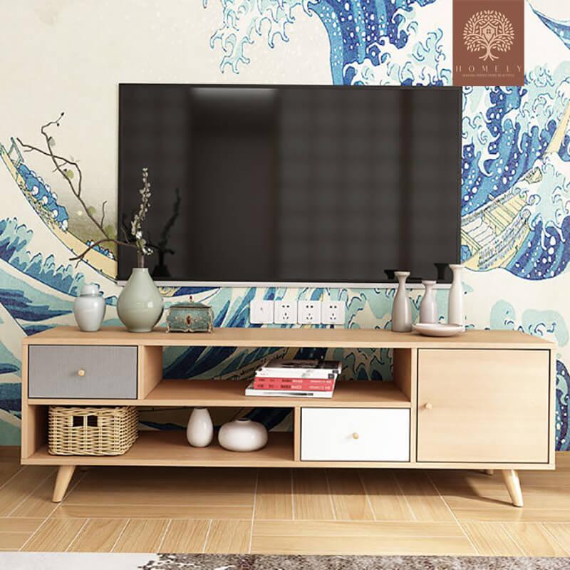 HELGA-ENSEMBLE DE MEUBLE TV MODERNE ET TABLE BASSE- Homely