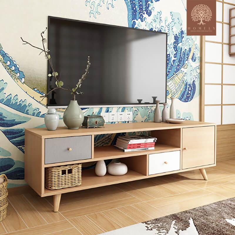 HELGA-ENSEMBLE DE MEUBLE TV MODERNE ET TABLE BASSE- Homely