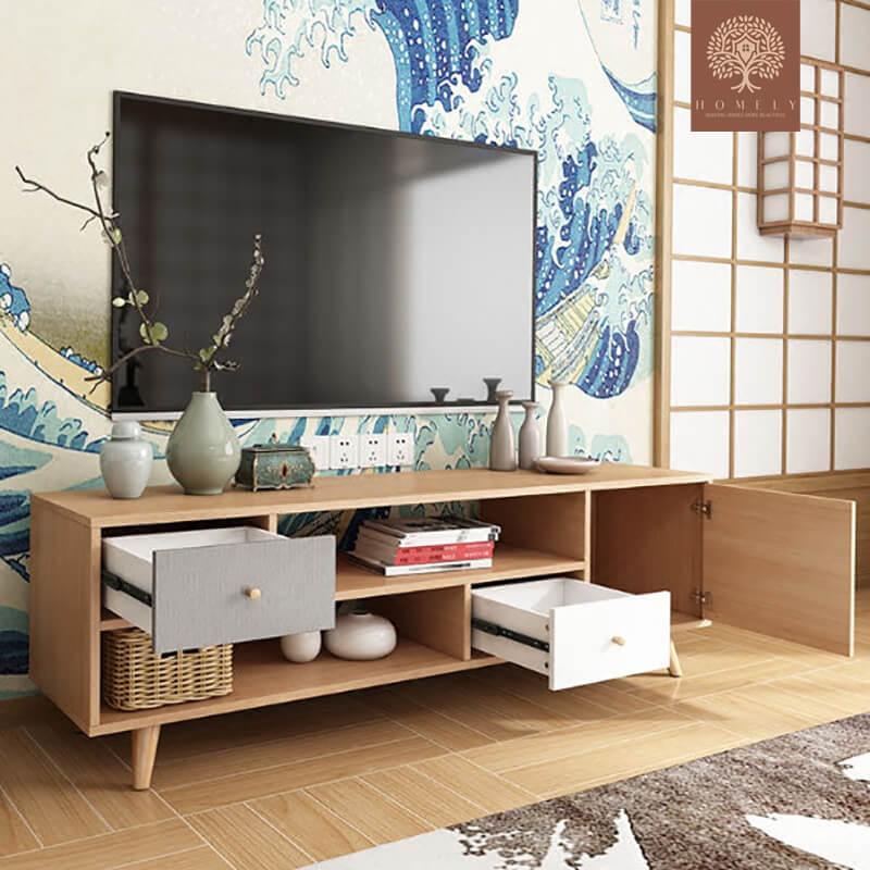 HELGA-ENSEMBLE DE MEUBLE TV MODERNE ET TABLE BASSE- Homely