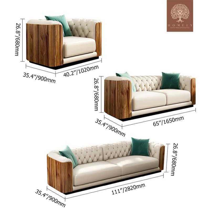 BENITEZ-ENSEMBLE DE 3 CANAPÉS TUFTÉS EN SIMILICUIR BEIGE MODERNE- Homely