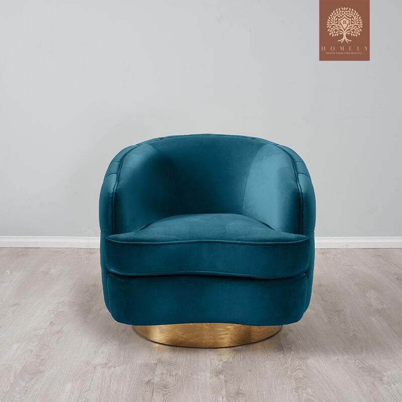 Evervista-Ensemble de salon 3 pièces Chesterfield en velours de luxe Bleu paon- Homely