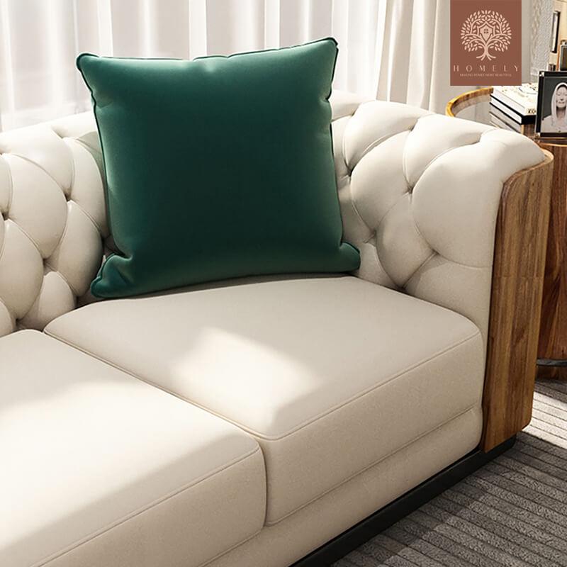 BENITEZ-ENSEMBLE DE 3 CANAPÉS TUFTÉS EN SIMILICUIR BEIGE MODERNE- Homely