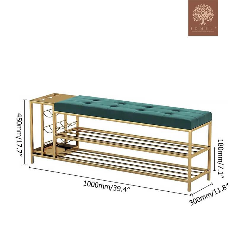 EDMONSON-BANC DE RANGEMENT POUR CHAUSSURES REMBOURRÉ EN VELOURS AVEC PORTE-PARAPLUIE- Homely